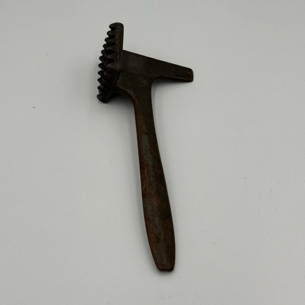 Vintage Primitive Kitchen Cast Iron Meat Tenderizer Ice Hammer 7.75
